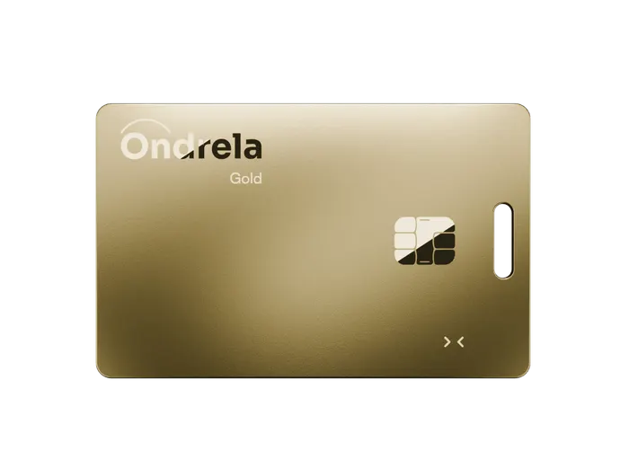 Goldene Tracker-Karte Ondrela im Format einer EC-Karte